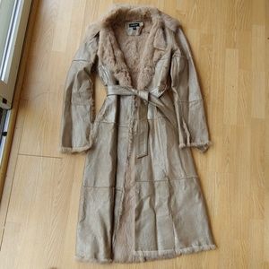 Women's Bebe leather long coat S